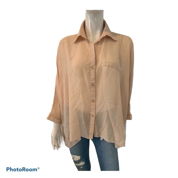 New Unbranded Collared Soft Pink top S/M - Picture 4 of 9